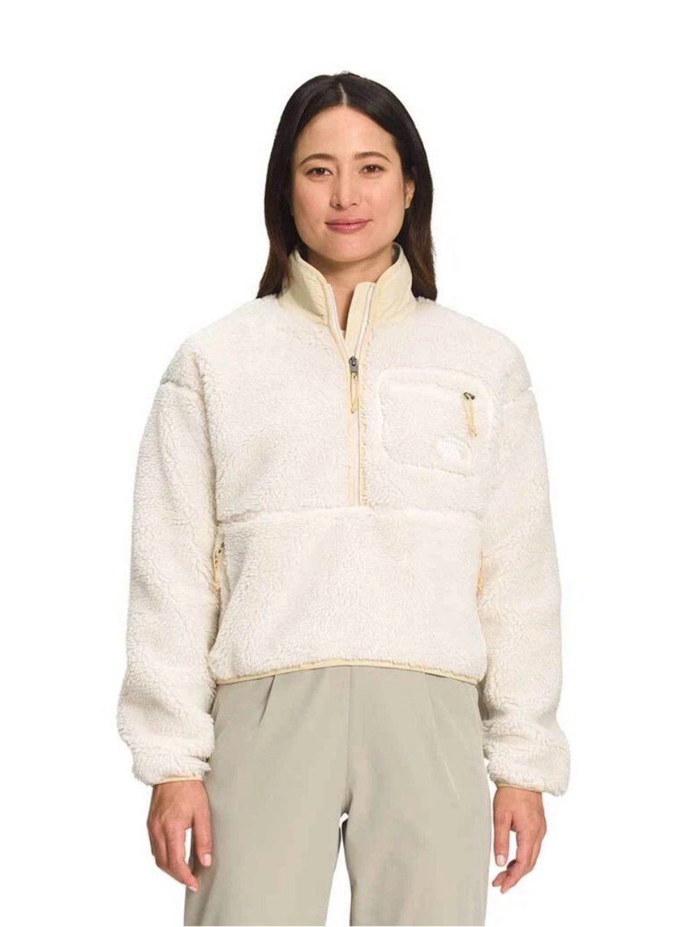 The North Face Extreme Pile 1/2 Zip Sherpa Fleece Jacket Cream XS